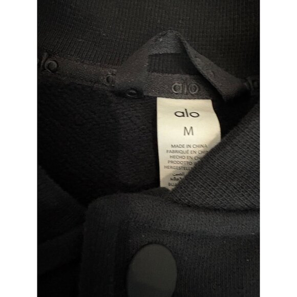 ALO Yoga Renown Black Bomber Varsity Jacket, size Medium - Picture 3 of 11